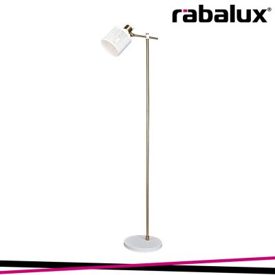 ALBERTA, METAL FLOOR LAMP, E27 1XMAX 9W, WHITE, GOLD, WITH F