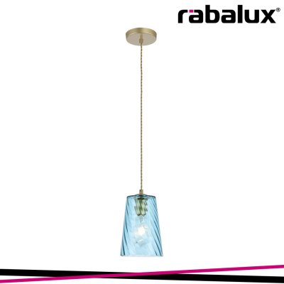 AZURINE, GLASS PENDANT, GOLD, BLUE, E27 1X MAX 40W, TEXTILE