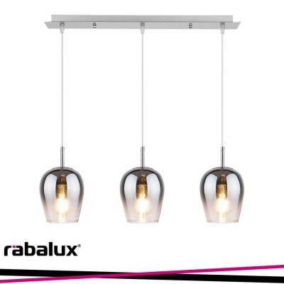PETUNIA, GLASS PENDANT LAMP, CHROME, TINTED GLASS,  E27 3X M