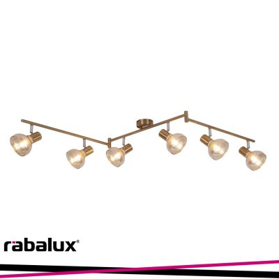 HOLLY, 6 HEADED SPOT WITH AMBER GLASS SHADE, WITHOUT LIGHTSO