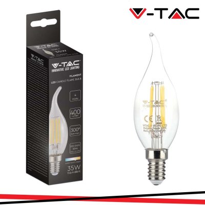 LED LAMPADINA 4W FILAMENTO E14 CLEAR COVER CANDELA FLAME 3000K