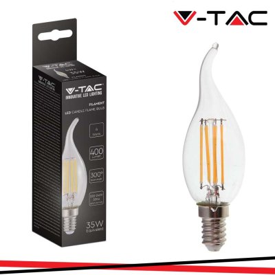 LED LAMPADINA 4W FILAMENTO E14 CLEAR COVER CANDELA FLAME 4000K