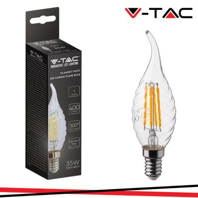 LED LAMPADINA 4W FILAMENTO   E14 TWIST CANDELA TAIL 6500K
