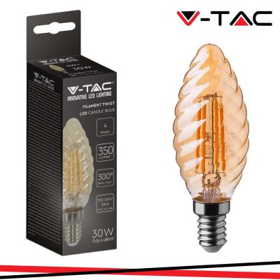LED LAMPADINA 4W FILAMENTO E14 AMBER COVER CANDELA TWIST 2200K