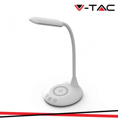 LAMPADA DA TAVOLO LED 5W CARICABATTERIE WIRELESS 3 IN 1 CORPO BIANCO ROTONDO 6500K LAMPADA DA TAVOLO LED 5W CARICABATTERIE WIRELESS 3 IN 1 CORPO BIANCO ROTONDO 6500K