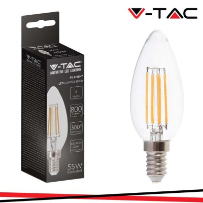 LED LAMPADINA 6W FILAMENTO E14 CLEAR COVER CANDELA 6000K 130LM/W