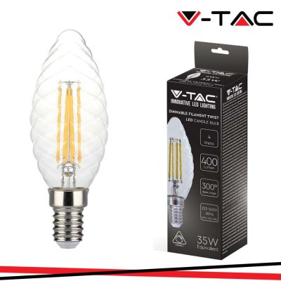 LED LAMPADINA 4W FILAMENTO E14 TWIST CANDELA DIMMERABILE 3000K