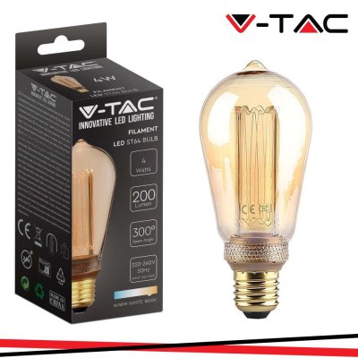 LED LAMPADINA 4W FILAMENTO E27 ST64 AMBER ART 2200K
