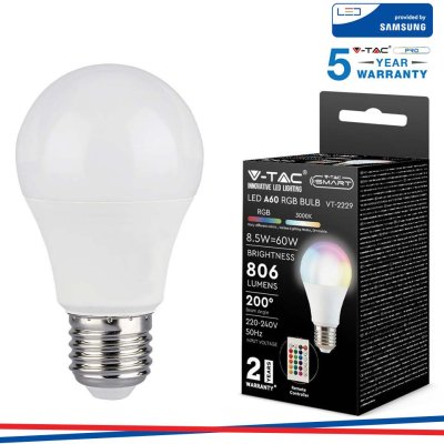 LED LAMPADINA 8.5W E27 A60 RF CONTROLLO RGB + 4000K DIMMERABILE