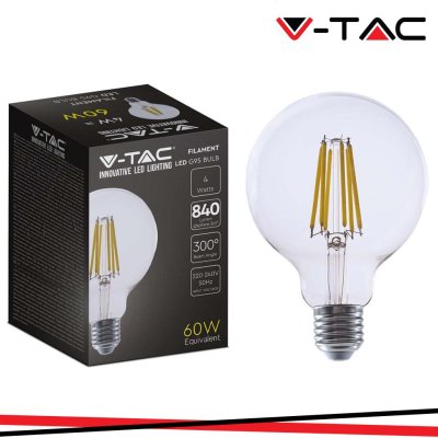 LED LAMPADINA 4W FILAMENTO E27 G95 CLEAR COVER 3000K