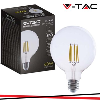 LED LAMPADINA 4W   FILAMENTO E27 G125 CLEAR COVER 3000K