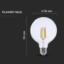 LED LAMPADINA 4W   FILAMENTO E27 G125 CLEAR COVER 3000K