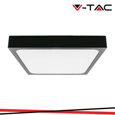 24W LED PLAFONIERA QUADRATA MICROWAVE SENSORE CORPO NERO 4000K IP44