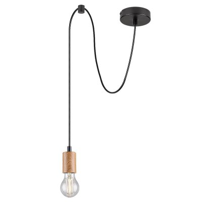 DOLLIEN, INDOOR PENDANT LAMP, MATTE BLACK+BEECH METAL LAMP,