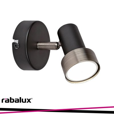 KONRAD, INDOOR WALL LAMP, MATTE BLACK METAL LAMP WITH SILVER