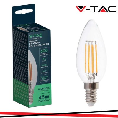 LED LAMPADINA 5.5W FILAMENTO E14 DIMMERABILE CLEAR COVER CANDELA 4000K