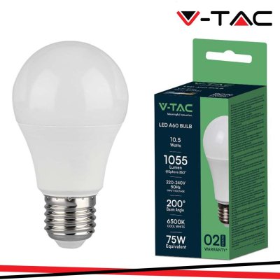 LED LAMPADINA - 10.5W E27 A60 THERMOPLASTICA 6500K 10PCS/PACK
