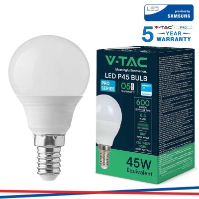 LED LAMPADINA SAMSUNG CHIP 6.5W E14 P45 PLASTICA6400K