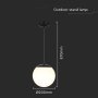 CEILING HANGING LAMP  1XE27  MATT NERA OPAL PLASTICA PALLA