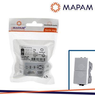 DOPPIO PULSANTE (10A-250V) T3-JOY 522B BIANCO IN BLISTER MATIX