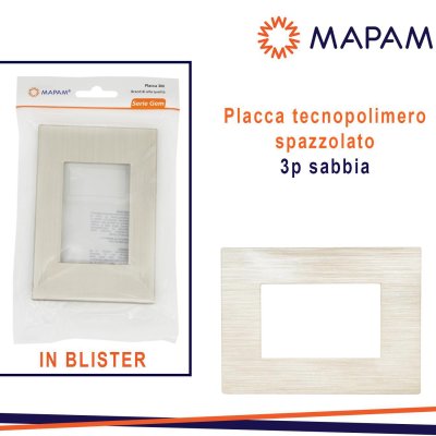 PLACCA TECNOPOLIMERO SPAZZOLATO T2  GEM 3P SABBIA BLISTER
