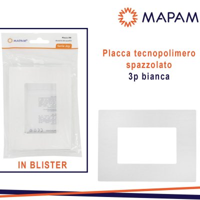 PLACCA TECNOPOLIMERO SPAZZOLATO T3 JOY 3P BIANCO BLISTER MTX
