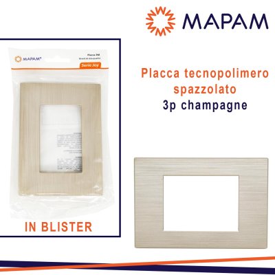 PLACCA TECNOPOLIMERO SPAZZOLATO CHAMPAGNE T3 JOY 3P BLISTER MTX