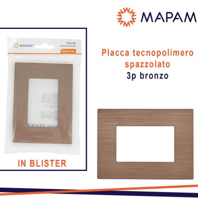 PLACCA TECNOPOLIMERO SPAZZOLATO BRONZO 3P JOY IN BLISTER MTX