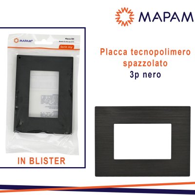 PLACCA TECNOPOLIMERO SPAZZOLATO NERO 3P JOY T3 IN BLISTER MTX