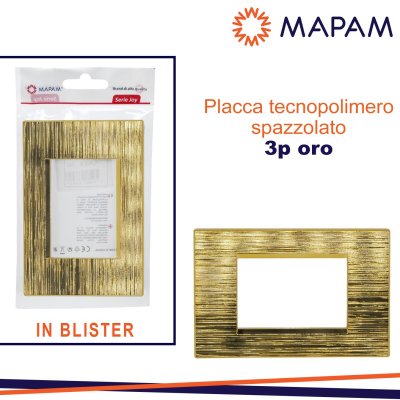 PLACCA TECNOPOLIMERO SPAZZOLATO 3P JOY T3 ORO IN BLISTER MTX