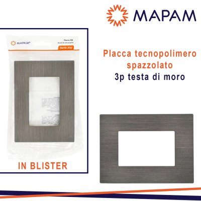 PLACCA TECNOPOLIMERO SPAZZOLATO 3P T3 TESTA DI MORO BLISTER MTX