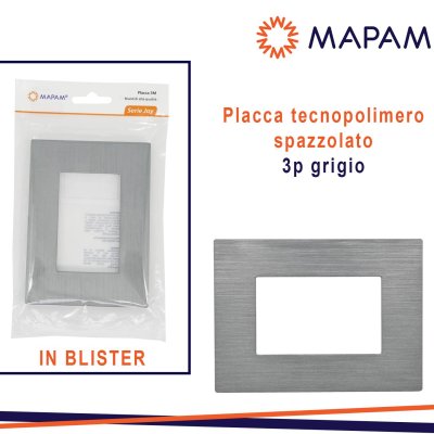 PLACCA TECNOPOLIMERO SPAZZOLATO 3P JOY T3 GRIGIO IN BLISTER MTX