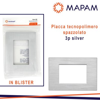 PLACCA TECNOPOLIMERO SPAZZOLATO 3P JOY T3 SILVER IN BLISTER MTX