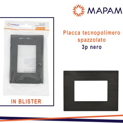 PLACCA TECNOPOLIMERO BLISTERATO 3P GEM T2 NERO IN BLISTER