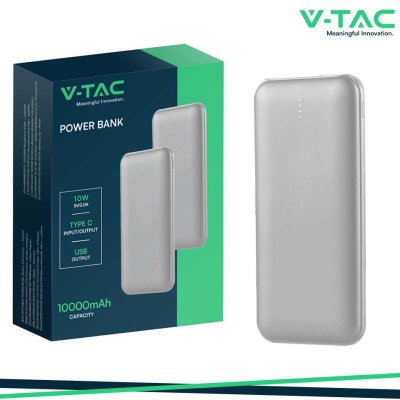 10000MAH POWER BANK 2A 30CM TYPE C CABLE-SILVER