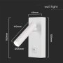 2W FARETTO LED DA PARETE QUADRATO CON INTERRUTTORE 4000K CORPO BIANCO
