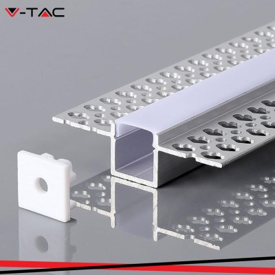 PROFILO IN ALLUMINIO CON DIFUSORE PER STRISCE LED 2000*55*15MM CORPO D ARGENTO