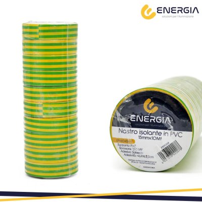 NASTRO ISOLANTE PVC 15MMX10MT  GIALLO/VERDE