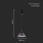 9W LED LAMPADARIO LED A SOSPENSIONE (19.5*17.5*100CM) NERO 3000K