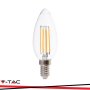 LED LAMPADINA 6W FILAMENT E14 CLEAR COVER CANDLE 3000K 130LM/W