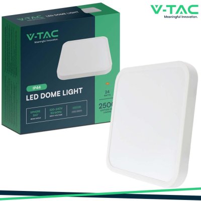 24W LED PLAFONIERA QUADRATA CORNICE BIANCA 6500K IP44