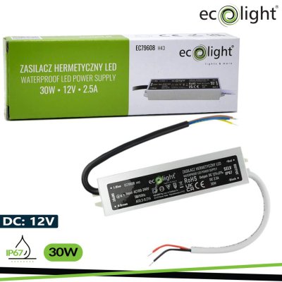 ALIMENTATORE IP67 30W 12V 2,5A 160X30X20MM