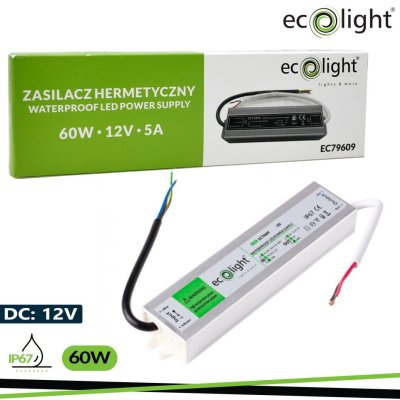 ALIMENTATORE IP67 60W 12V 5A 180X40X22MM
