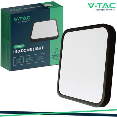 18W LED PLAFONIERA QUADRATA CORNICE NERA 6500K IP44