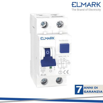 INTERRUTTORE DIFFERENZIALE     RCBO JEL4A 6KA 2P 3 2A/300MA