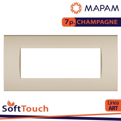 PLACCA SOFT-TOUCH ART-T1 7P 8007ST-5 CHAMPAGNE BTICINO LIVING ( LGT ) COMPATIBILE