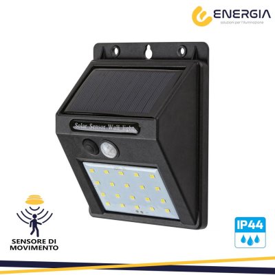 LAMPADA SOLARE CON SENSORE 3W  NERO
