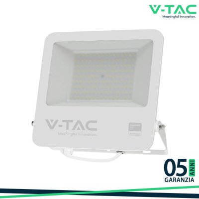 100W LED PROIETTORE SMD SAMSUNG CHIP 1M CAVO CORPO BIANCO VETRO SMERIGLIATO 4000K