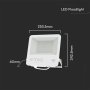 100W LED PROIETTORE SMD SAMSUNG CHIP 1M CAVO CORPO BIANCO VETRO SMERIGLIATO 4000K