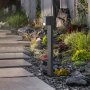 CERNON, OUTDOOR FLOOR LAMP, BLACK ALUMINIUM LAMP WITH WHITE